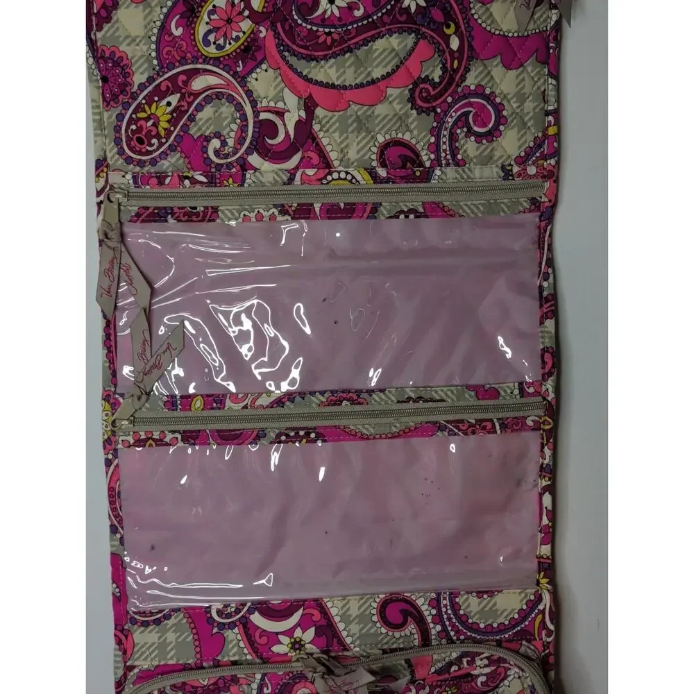 Vera Bradley Pink Paisley Meets Plaid Keep It Up Hanging Travel Organizer
